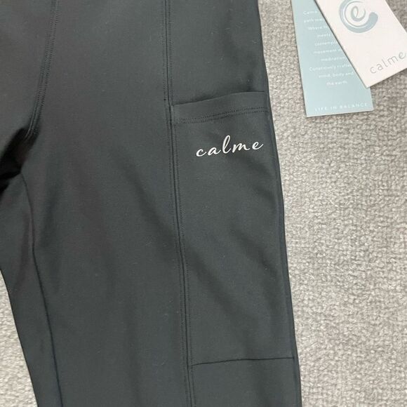 Johnny Was Calme Pants Women Small Split Leg Flare Legging Yoga Gym Black NEW - Picture 4 of 7